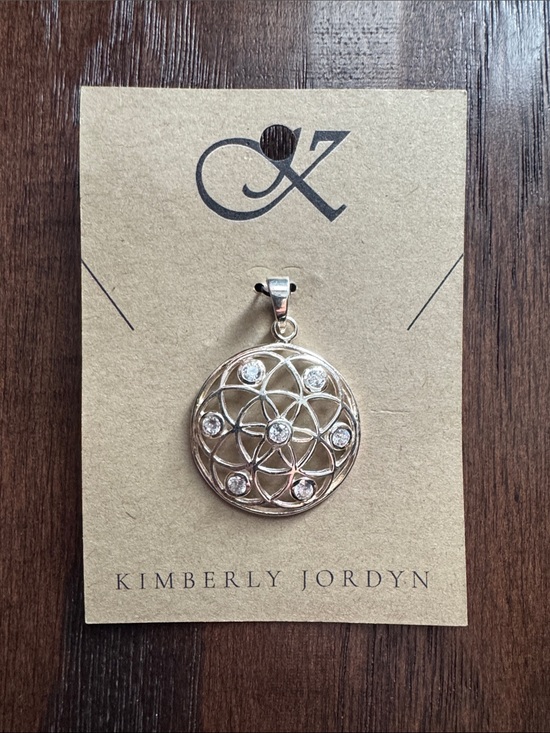 KimberlyJordyn Jewelry - Sterling Silver Floral Crystal Pendant